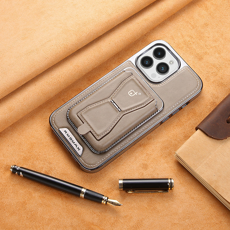 Magnetic Leather iPhone Case with Removable Cardholder