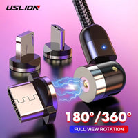 Thumbnail for 360° Rotation Fast Charging Cable with 3 Heads (iPhone, Type-C, Micro-USB)