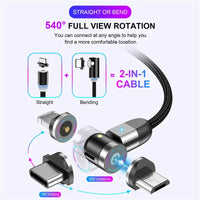 Thumbnail for 360° Rotation Fast Charging Cable with 3 Heads (iPhone, Type-C, Micro-USB)