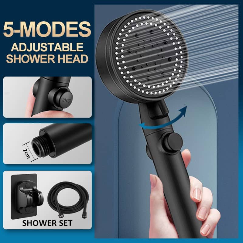 Multi-functional High Pressure Shower 3 PCS Set (Shower Head+Holder+Hose)
