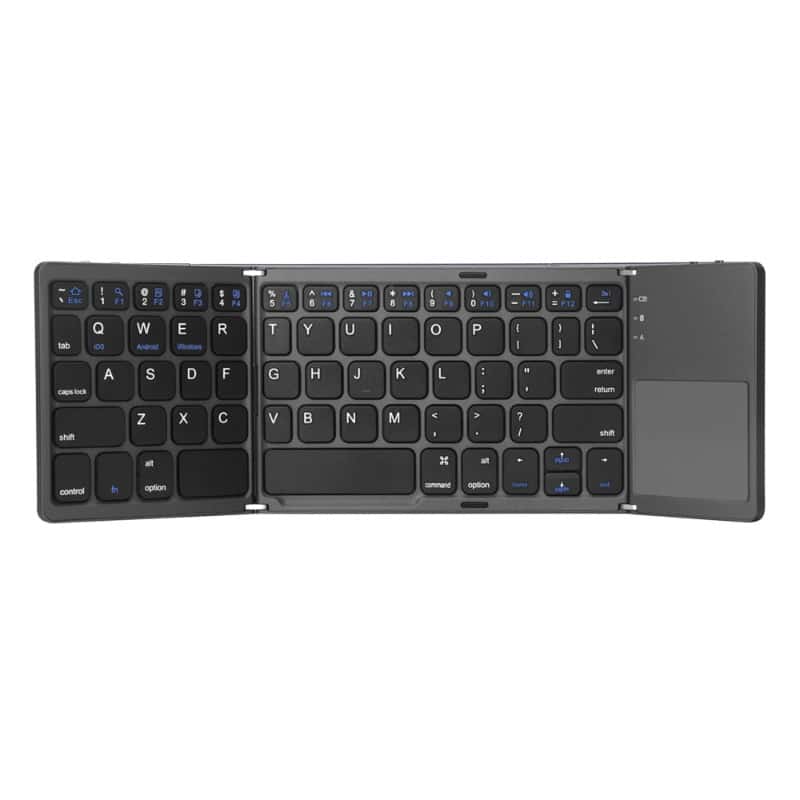 Wireless Bluetooth Foldable Keyboard With Touchpad Computer Accessories Shopzu.com Black 